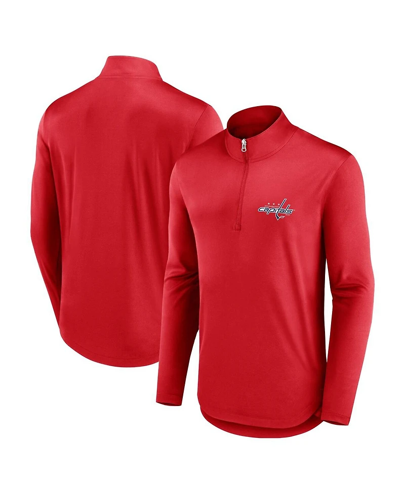 Men's Fanatics Red Washington Capitals Mock Neck Quarter-Zip Top
