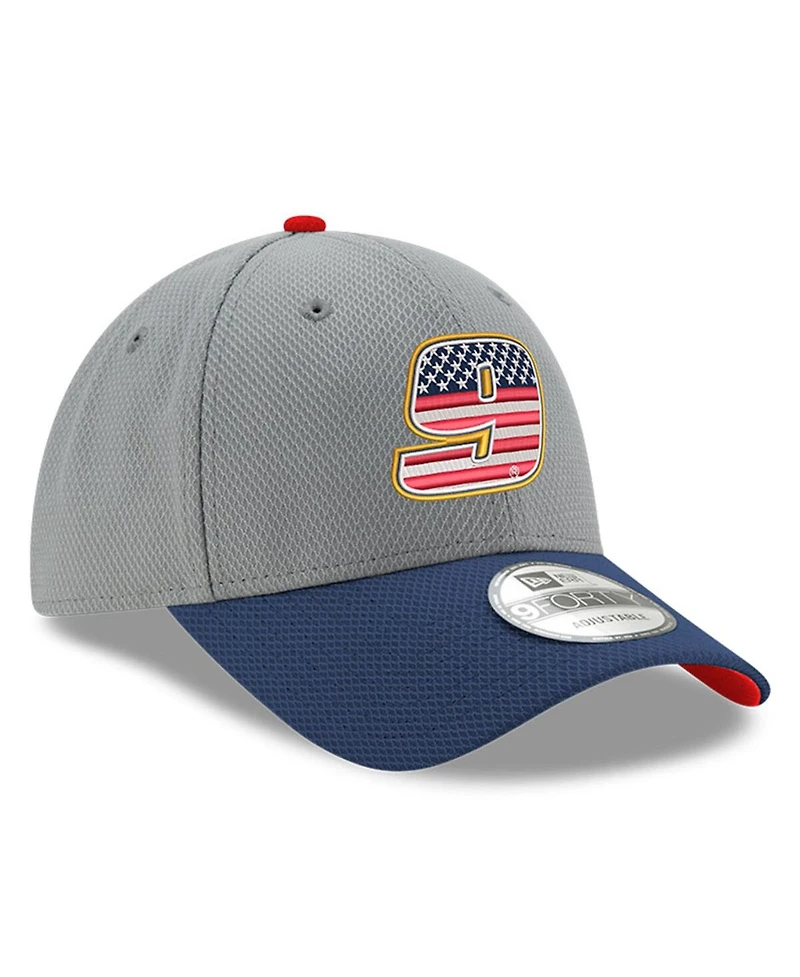 Men's New Era Gray, Navy Chase Elliott Salute 9FORTY Adjustable Hat