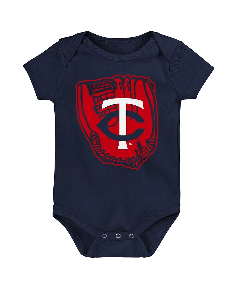 Baby Boys and Girls Navy, Red, White Minnesota Twins Minor League Player Three-Pack Bodysuit Set