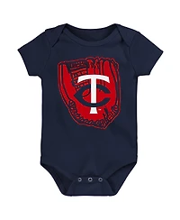 Baby Boys and Girls Navy, Red, White Minnesota Twins Minor League Player Three-Pack Bodysuit Set