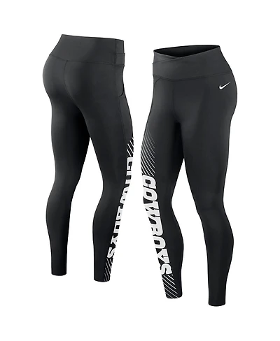 Women's Nike Black Dallas Cowboys Yard Line Crossover Leggings