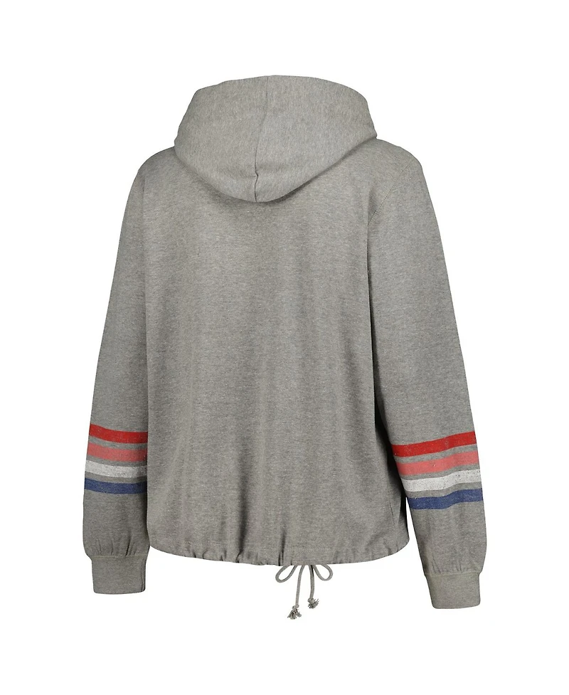 Women's '47 Brand Heather Gray Distressed New York Giants Plus Upland Bennett Pullover Hoodie