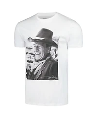 Men's White John Wayne Black & White Photo Graphic T-shirt
