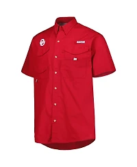 Men's Columbia Crimson Oklahoma Sooners Bonehead Button-Up Shirt