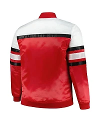 Men's Mitchell & Ness Red, White Chicago Bulls Big and Tall Heavyweight Full-Snap Satin Jacket