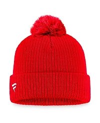 Men's Fanatics Red Chicago Blackhawks Core Primary Logo Cuffed Knit Hat with Pom