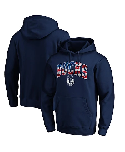 Men's Fanatics Navy Milwaukee Bucks Banner Wave Pullover Hoodie