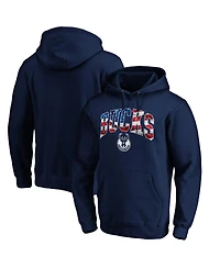 Men's Fanatics Navy Milwaukee Bucks Banner Wave Pullover Hoodie