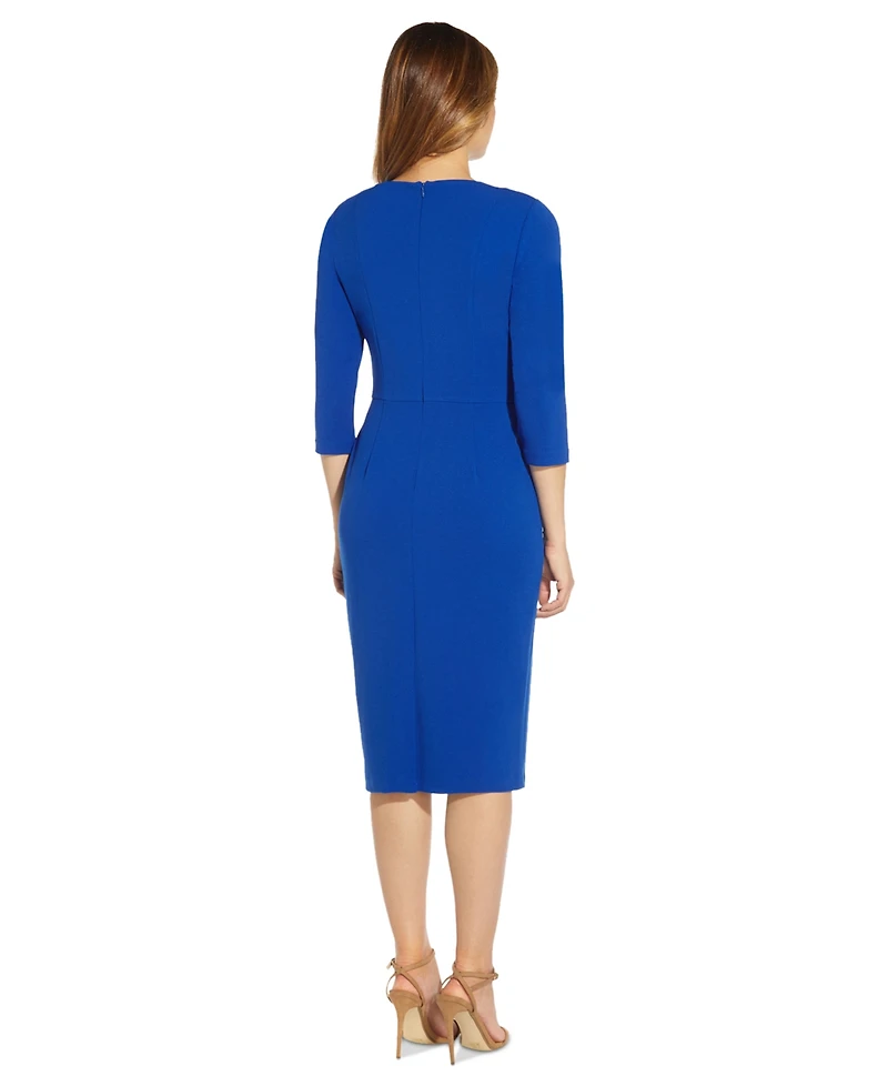 Adrianna Papell Women's Tie-Front 3/4-Sleeve Crepe Knit Dress
