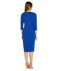 Adrianna Papell Women's Tie-Front 3/4-Sleeve Crepe Knit Dress