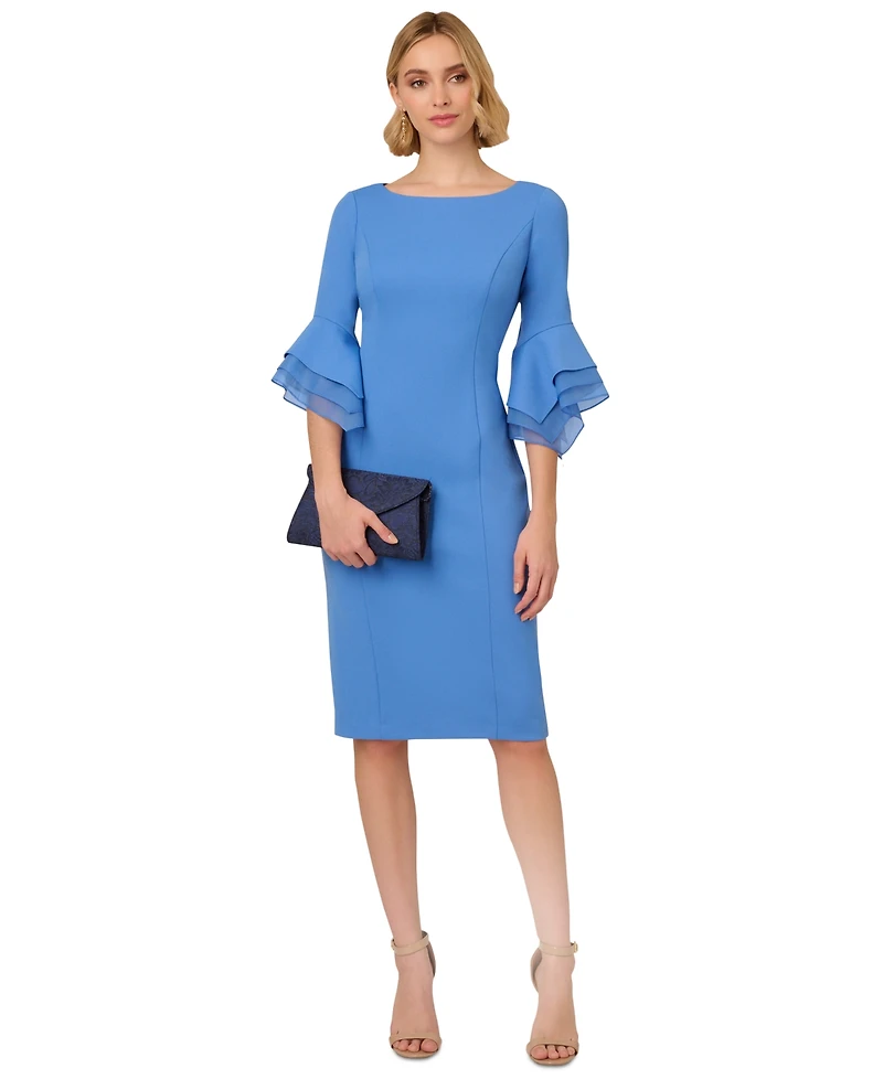 Adrianna Papell Women's Tiered-Cuff 3/4-Sleeve Sheath Dress