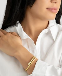 Adornia 14K Gold-Plated Adjustable Crystal Snake Cuff