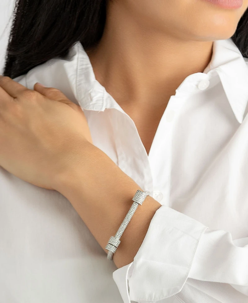 Adornia Silver-Plated Crystal Screw Cuff Bracelet