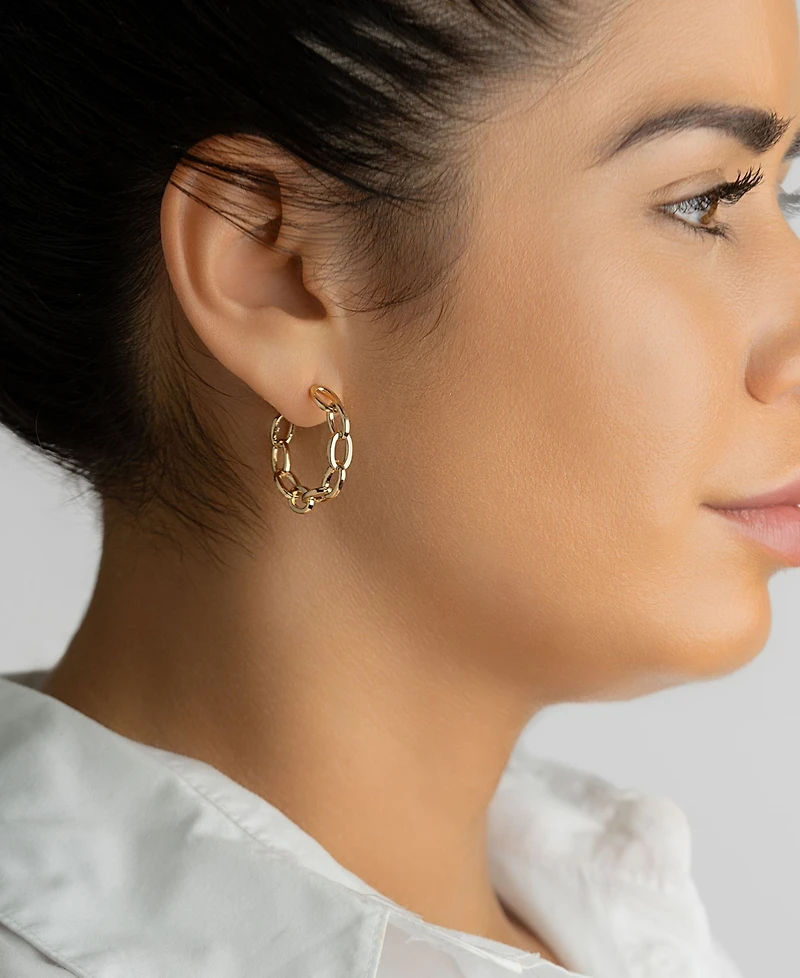 Adornia 14K Gold-Plated Chain Link Hoop Earrings