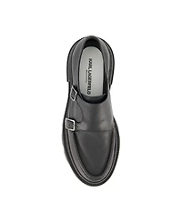 Karl Lagerfeld Paris Men's White Label Leather Double Buckle Monk Strap Loafers