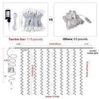 Twinkle Star Curtain String Lights 8 Modes Fairy Hanging Lights for Home Decor 6.6FT x 9.8FT