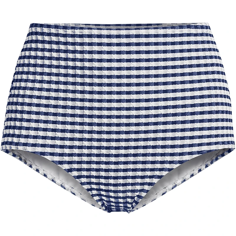 Lands' End Women's Tummy Control Gingham Tugless High Waisted Bikini Bottoms
