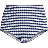 Lands' End Women's Tummy Control Gingham Tugless High Waisted Bikini Bottoms