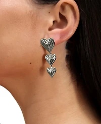 Sterling Forever Silver-Tone or Gold-Tone Beating Heart Drop Studs