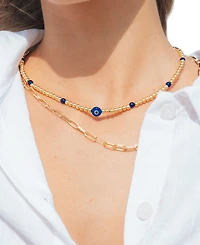 Sterling Forever Gold-Tone or Silver-Tone Blue Beaded Sibyl Layered Necklace