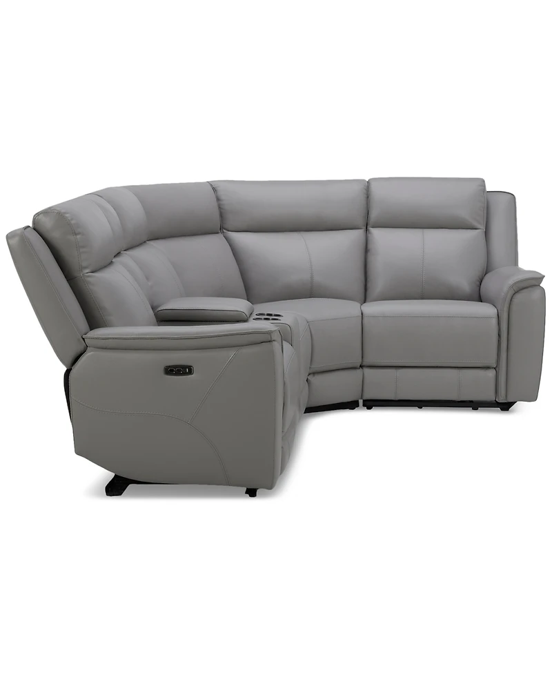 Addyson 117" 5-Pc. Leather Sectional with 3 Zero Gravity Recliners Power Headrests, Created for Macy's