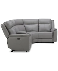 Addyson 117" 5-Pc. Leather Sectional with 3 Zero Gravity Recliners Power Headrests, Created for Macy's