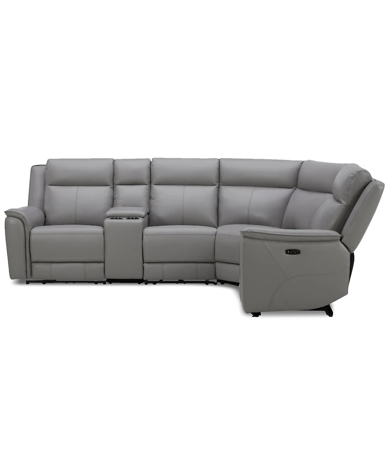 Addyson 117" 5-Pc. Leather Sectional with 2 Zero Gravity Recliners Power Headrests, Created for Macy's