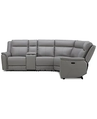 Addyson 117" 5-Pc. Leather Sectional with 2 Zero Gravity Recliners Power Headrests, Created for Macy's