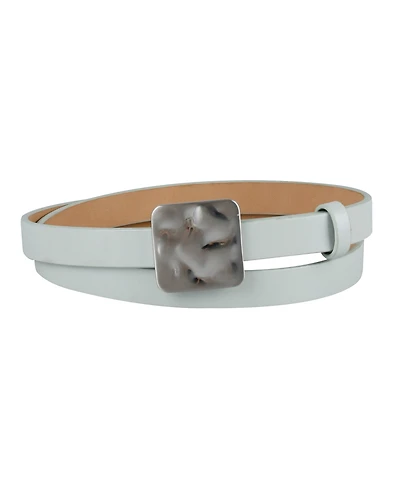Calvin Klein Women's Skinny Hammered Plaque Buckle Belt