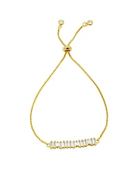 Adornia 14K Gold-Plated Bolo Bracelet with Baguette Crystal Bar