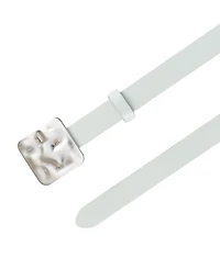 Calvin Klein Women's Skinny Hammered Plaque Buckle Belt