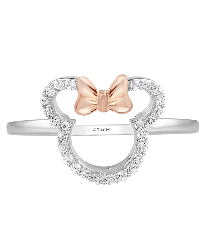Disney Wonder Fine Jewelry Diamond Minnie Mouse Silhouette Ring (1/6 ct. t.w.) in Sterling Silver & Rose Gold-Plate