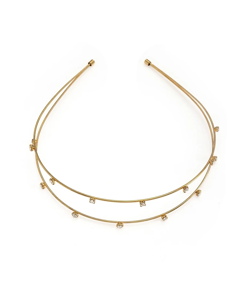 Ettika Delicate Crystal Dotted Gold-Tone Headband