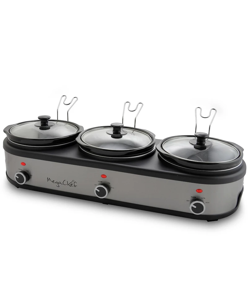 MegaChef Triple 2.5 Quart Slow Cooker and Buffet Server