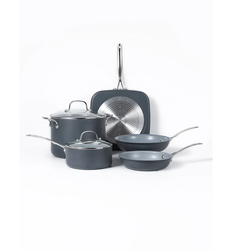Commercial Chef 7-Piece Ecopan Cookware Set for Home & Kitchen, Hard Anodized Aluminum Pots and Pans Set Nonstick with Skillet, Saucepan, Stock Pot an