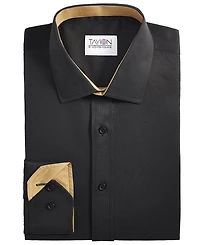 Tayion Collection Men's Slim-Fit Gold Trim Solid Dress Shirt