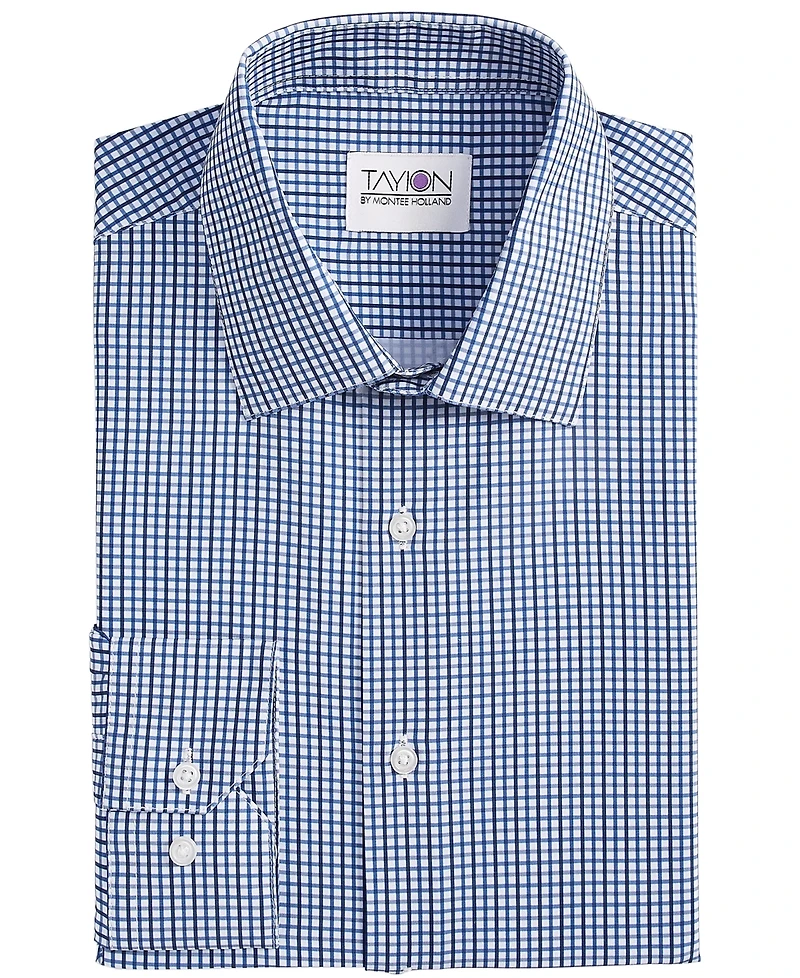 Tayion Collection Men's Slim-Fit Check Dress Shirt