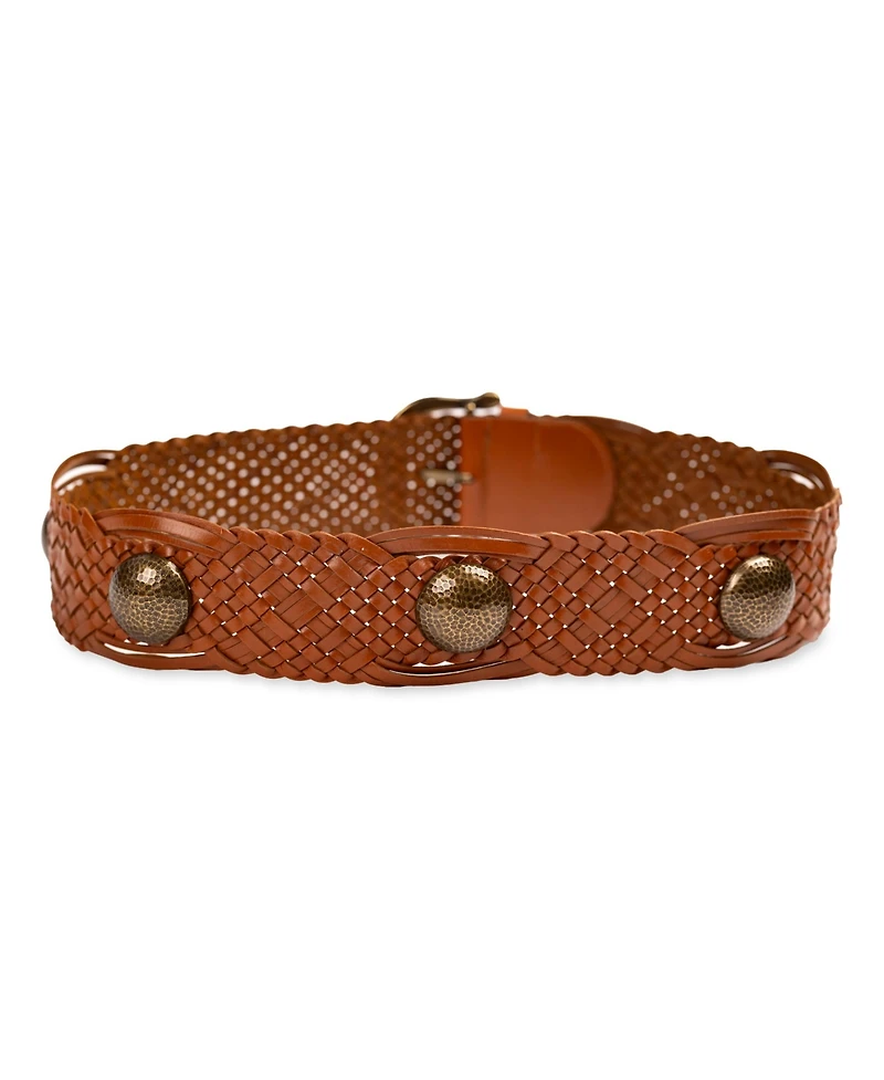 Sam Edelman Women's Western Leather Braided Concho Belt