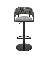 Armen Living 32"-42" Blaise Adjustable Swivel Counter or Bar Stool in Metal with Fabric and Faux Leather