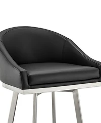Armen Living Eleanor 26" Swivel Counter Stool in Brushed Stainless Steel and Faux Leather