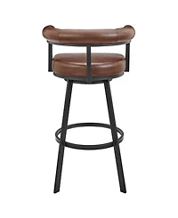 Armen Living Magnolia 26" Swivel Counter Stool in Metal with Faux Leather