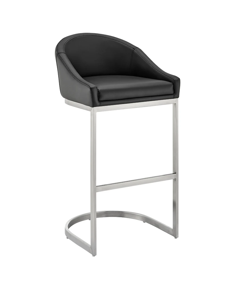 Armen Living Katherine 30" Bar Stool in Brushed Stainless Steel with Faux Leather