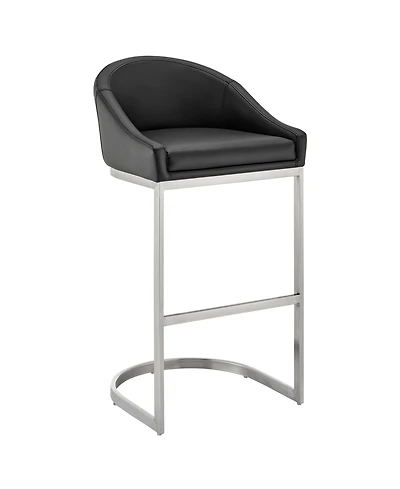 Armen Living Katherine 30" Bar Stool in Brushed Stainless Steel with Faux Leather