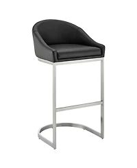 Armen Living Katherine 30" Bar Stool in Brushed Stainless Steel with Faux Leather