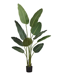 Monarch Specialties 60" Indoor Artificial Floor Bird Of Paradise Tree with Black Pot