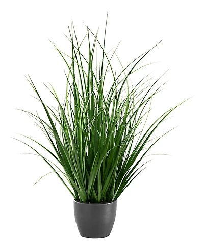 Monarch Specialties 23" Indoor Artificial Grass Plant with Decorative Black Pot