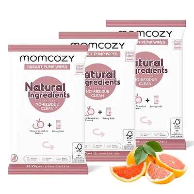 Momcozy Natural Breast Pump Wipes 30 Count (3 packs)
