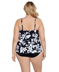 ShapeSolver by Mimi Flamingo Plus Handkerchief Fauxkini One-Piece Swimsuit