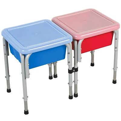 ECR4Kids 2-Station Sand and Water Adjustable Play Table, Seafoam/Emerald