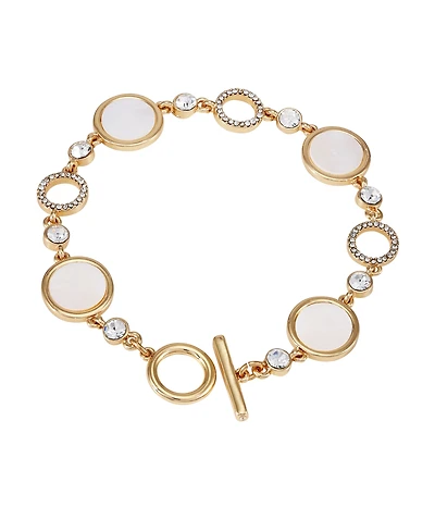 T Tahari Gold-Tone Circle Coin Toggle Bracelet